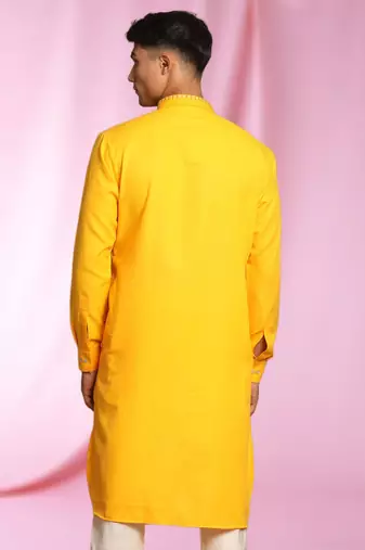 Yellow Art Silk  kurta pajama