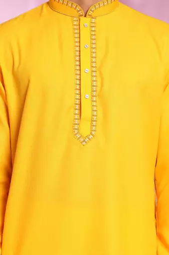 Yellow Art Silk  kurta pajama