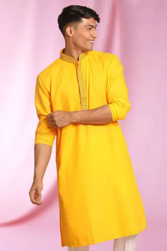 Yellow Art Silk  kurta pajama