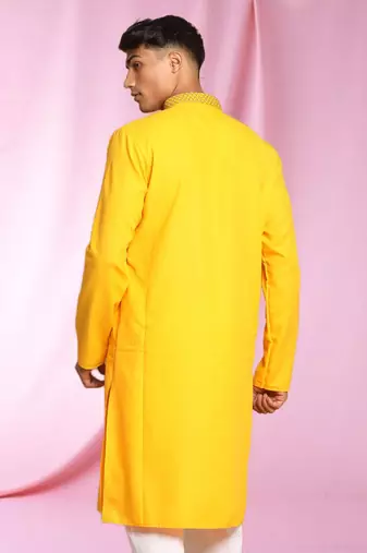 Yellow Art Silk  kurta pajama