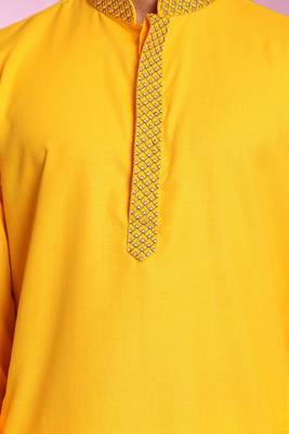 Yellow Art Silk  kurta pajama 5