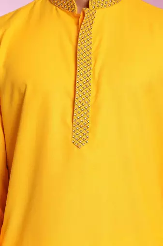 Yellow Art Silk  kurta pajama