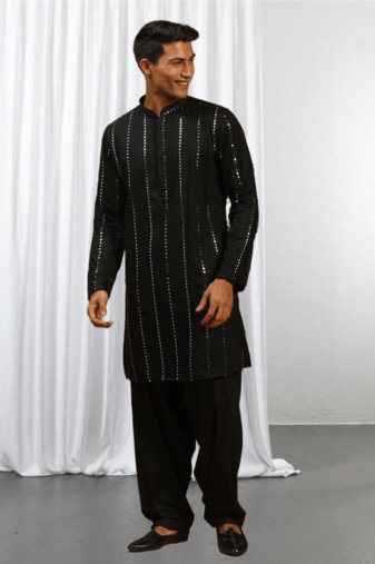  Black Art Silk  kurta pajama