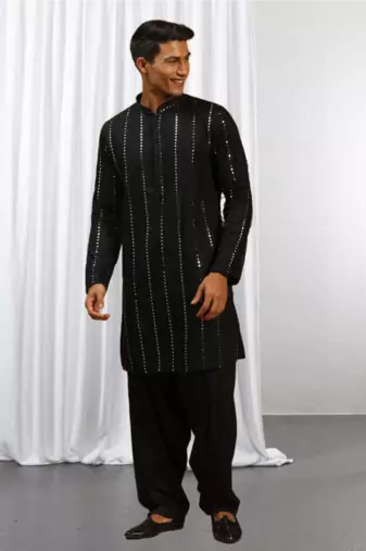  Black Art Silk  kurta pajama