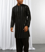  Black Art Silk  kurta pajama