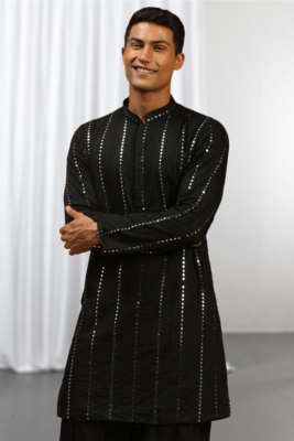  Black Art Silk  kurta pajama 2