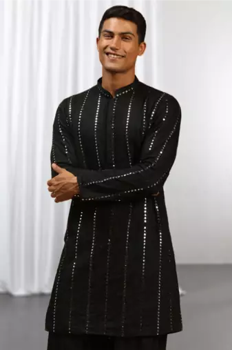  Black Art Silk  kurta pajama