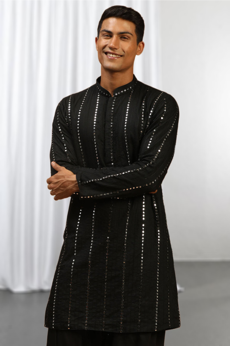  Black Art Silk  kurta pajama
