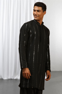  Black Art Silk  kurta pajama 3