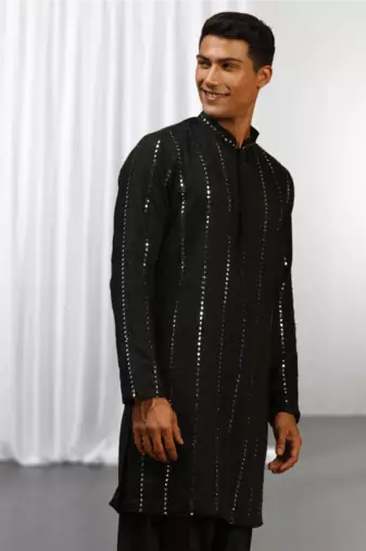  Black Art Silk  kurta pajama