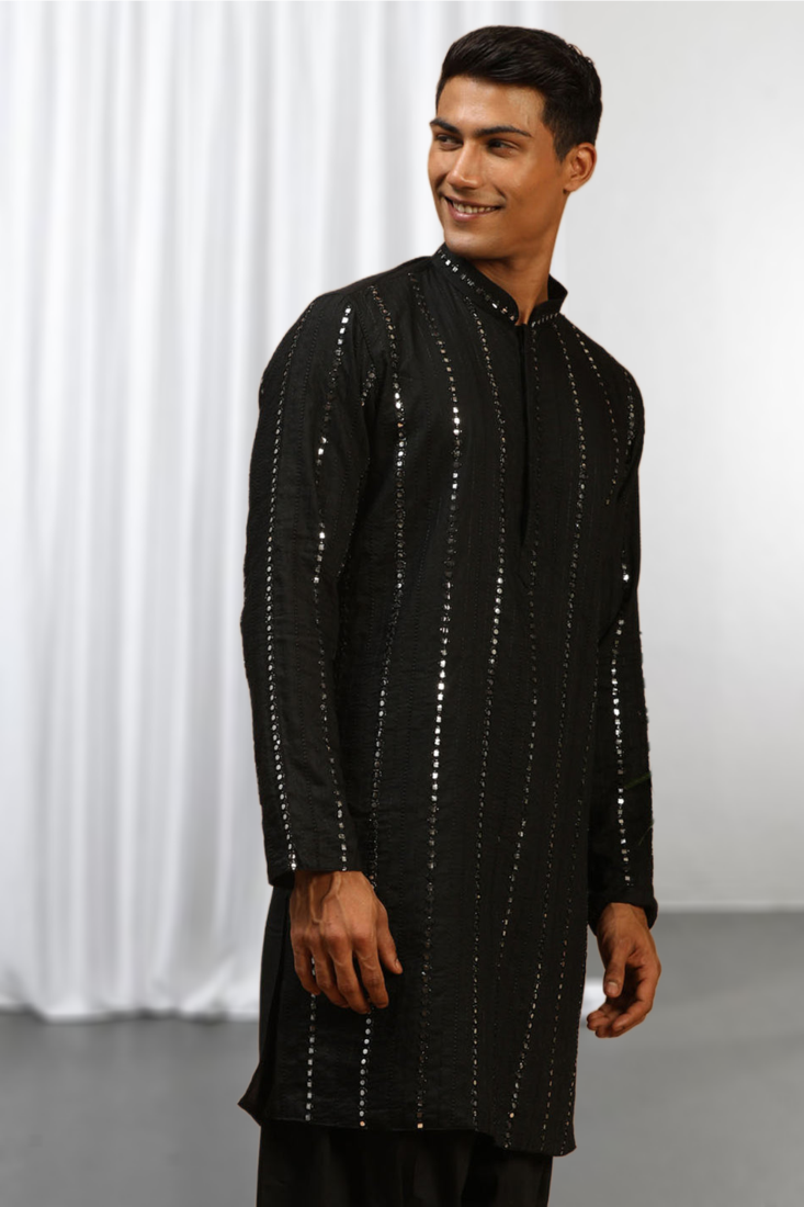  Black Art Silk  kurta pajama