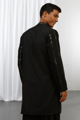  Black Art Silk  kurta pajama 4