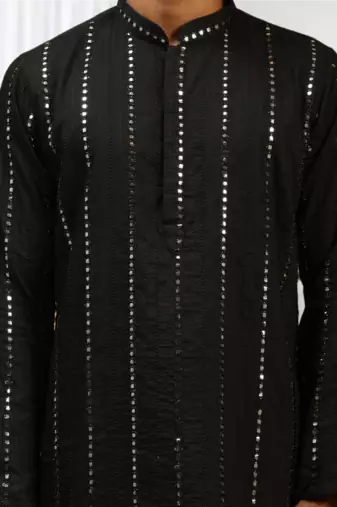  Black Art Silk  kurta pajama