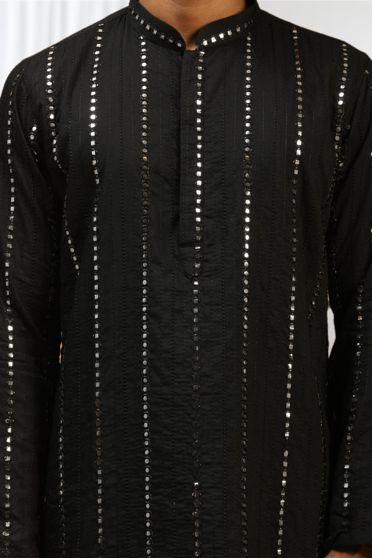  Black Art Silk  kurta pajama