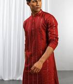 Maroon Viscose Embroidered Mirror work kurta