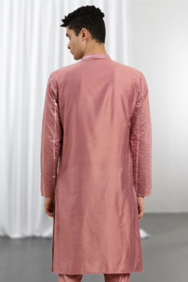Pink Viscose Embroidered Mirror work kurta 4