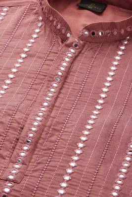 Pink Viscose Embroidered Mirror work kurta 5