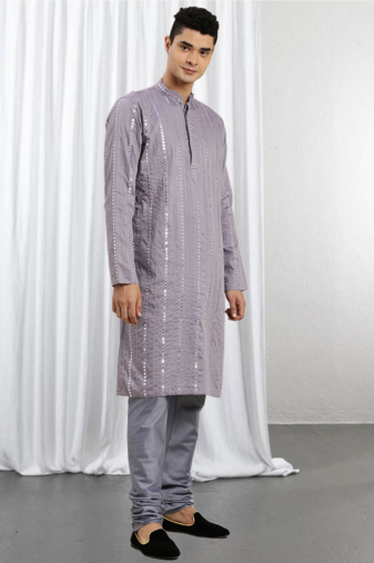 Purple Viscose Embroidered Mirror work kurta