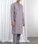 Purple Viscose Embroidered Mirror work kurta