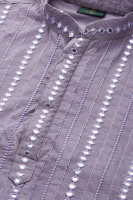 Purple Viscose Embroidered Mirror work kurta 2