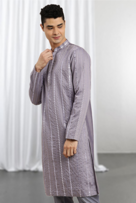 Purple Viscose Embroidered Mirror work kurta 4