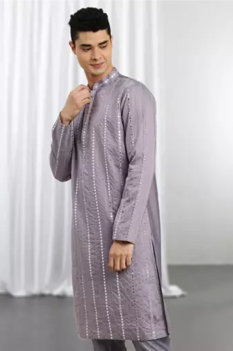 Purple Viscose Embroidered Mirror work kurta