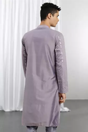Purple Viscose Embroidered Mirror work kurta