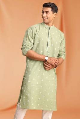 Green Art Silk  printed kurta pajama 2