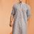 Grey Cotton printed kurta pajama