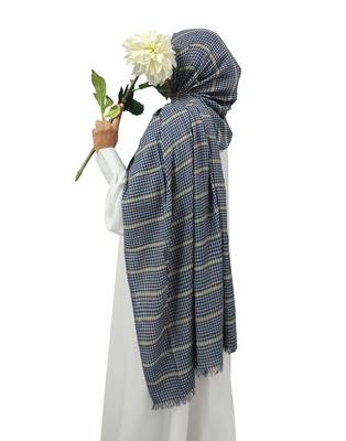 Ana soft cotton grey checkered hijab - versatile, flowy, and breathable 1