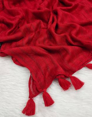 Ana cotton viscose red striped hijab - versatile, flowy, and breathable 2