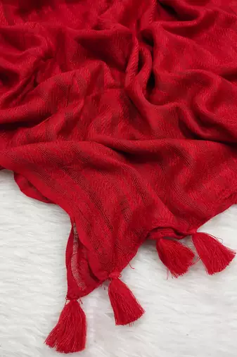 Ana cotton viscose red striped hijab - versatile, flowy, and breathable