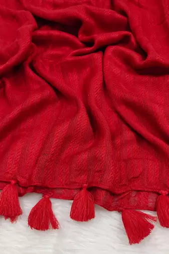 Ana cotton viscose red striped hijab - versatile, flowy, and breathable
