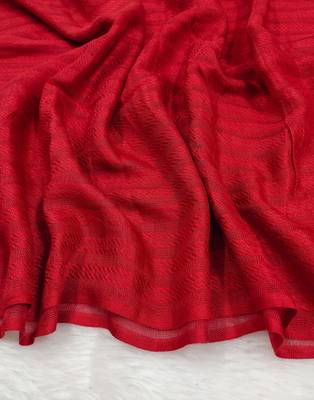 Ana cotton viscose red striped hijab - versatile, flowy, and breathable 4