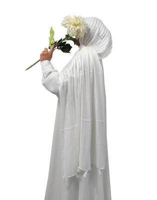Ana cotton viscose white striped hijab - versatile, flowy, and breathable 1