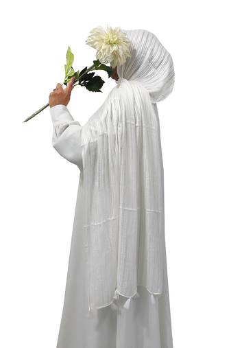 Ana cotton viscose white striped hijab - versatile, flowy, and breathable