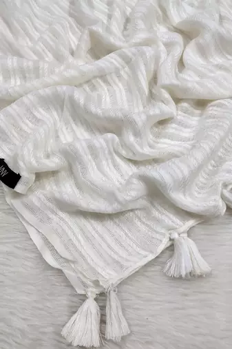 Ana cotton viscose white striped hijab - versatile, flowy, and breathable