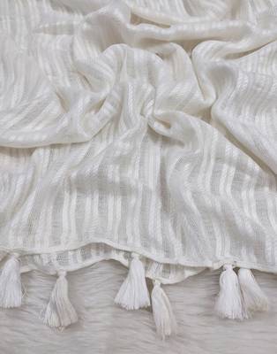 Ana cotton viscose white striped hijab - versatile, flowy, and breathable 3