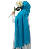 Ana sky blue striped hijab - 80 inches cotton viscose scarf for women