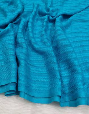 Ana sky blue striped hijab - 80 inches cotton viscose scarf for women 3