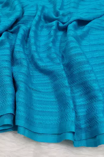 Ana sky blue striped hijab - 80 inches cotton viscose scarf for women