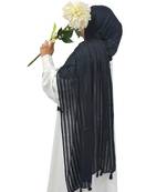 Ana women's black striped cotton viscose hijab - soft, breathable, and versatile ethnic wear