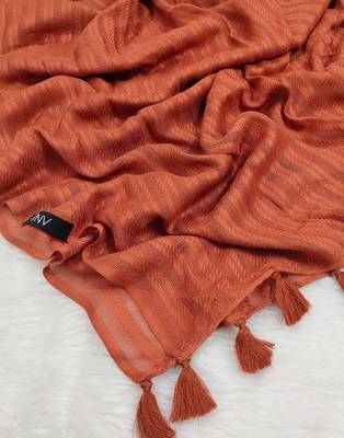 Ana women's brick orange striped hijab - cotton viscose, 80x29 inches - casual & ethnic wear 2