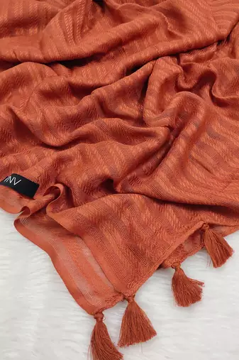 Ana women's brick orange striped hijab - cotton viscose, 80x29 inches - casual & ethnic wear