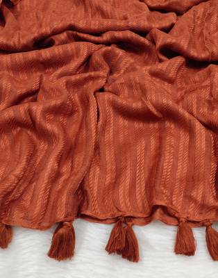 Ana women's brick orange striped hijab - cotton viscose, 80x29 inches - casual & ethnic wear 3