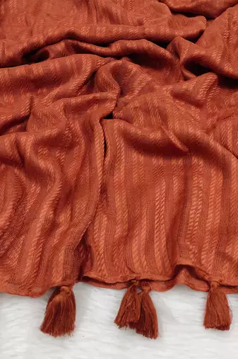 Ana women's brick orange striped hijab - cotton viscose, 80x29 inches - casual & ethnic wear