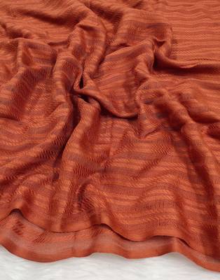 Ana women's brick orange striped hijab - cotton viscose, 80x29 inches - casual & ethnic wear 4