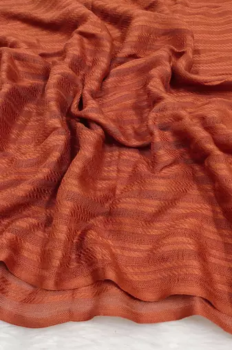 Ana women's brick orange striped hijab - cotton viscose, 80x29 inches - casual & ethnic wear