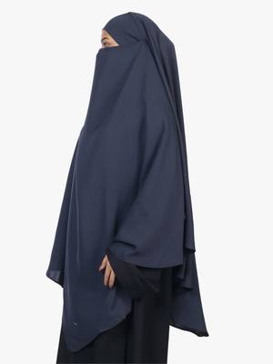 Ana navy blue khimar with niqab - regular fit for daily and ethnic wear 2