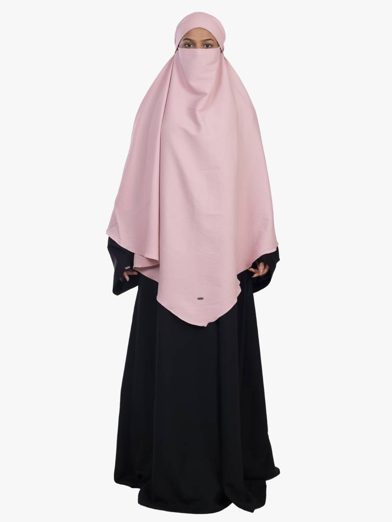 Ana blush pink khimar with built-in niqab for women - comfortable and elegant for daily wear